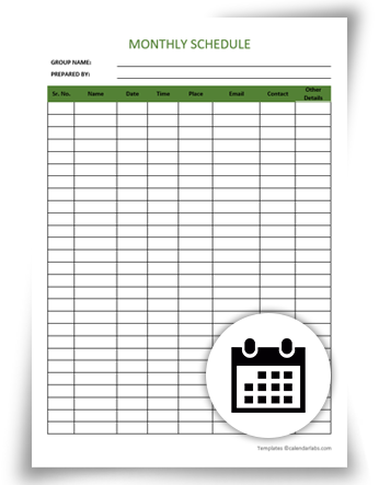 Monthly Schedule Templates